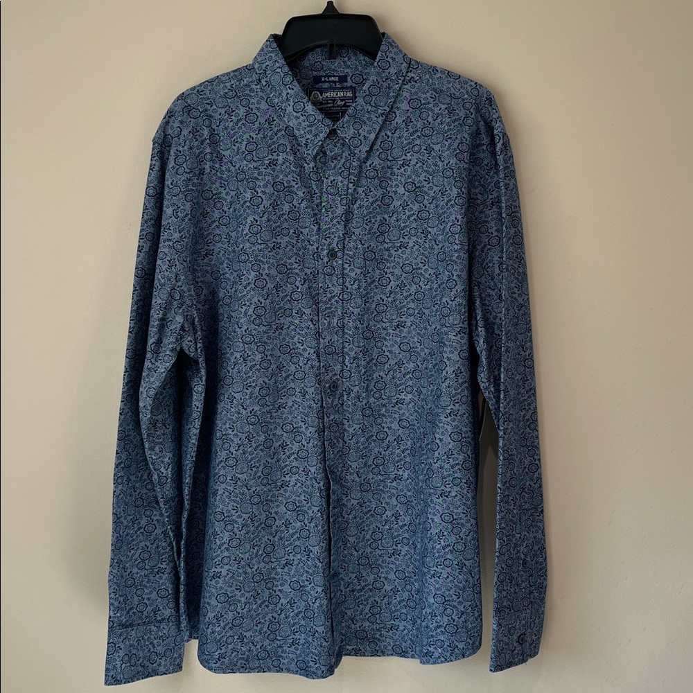 American Rag Blue with Navy Print Shirt